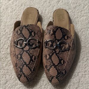 Naturalizer Pink and Black Snake Print Mules